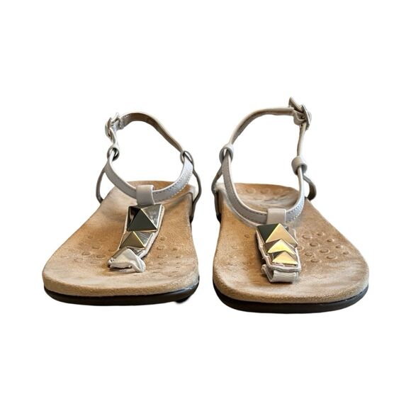 Vionic Nala Thong Sandal White Leather‎ Studded 9 Orthaheel - Picture 2 of 6